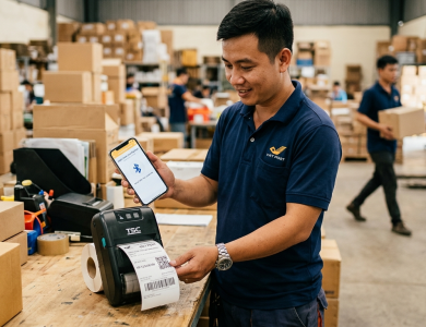 Hướng dẫn kết nối máy in mã vạch in bằng điện thoại 