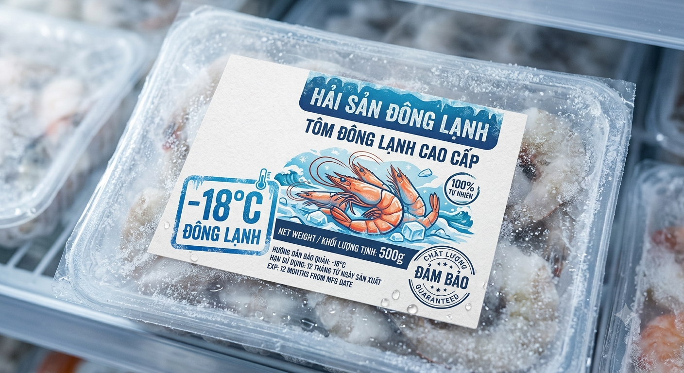 Tem nhãn sản phẩm đông lạnh bám dính tốt